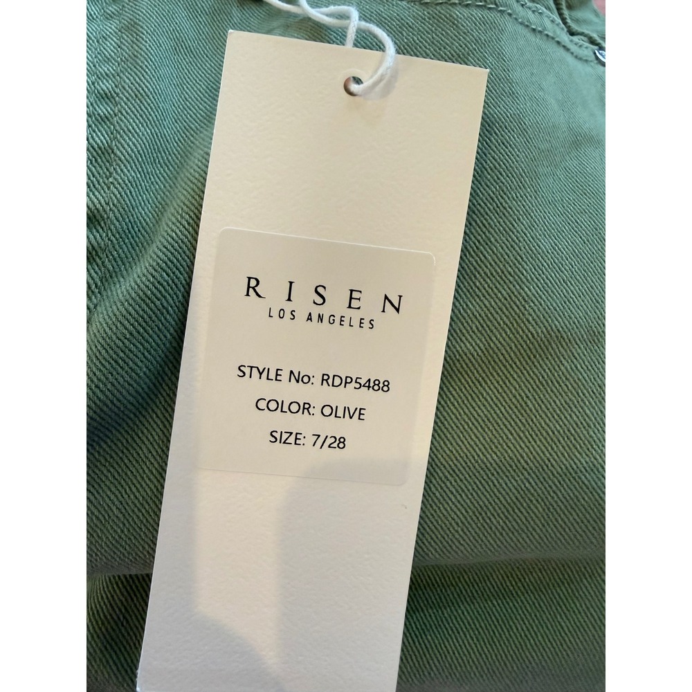 Risen Los Angeles Olive Green Wide Leg Cargo Jeans RDP5488 Size 7/28 NEW - Picture 2 of 5